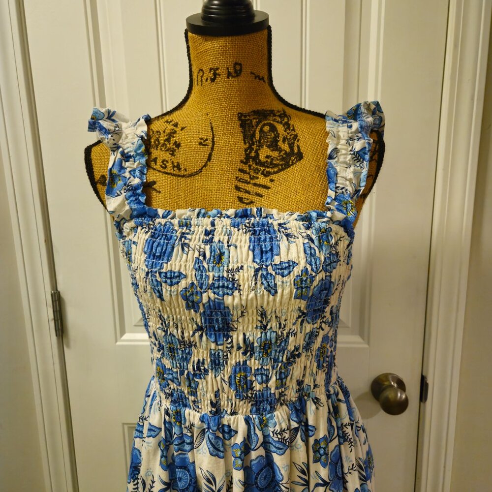 *SOLD*Haute Hippie Midi Blue Floral Dress Size 4 - Picture 3 of 13